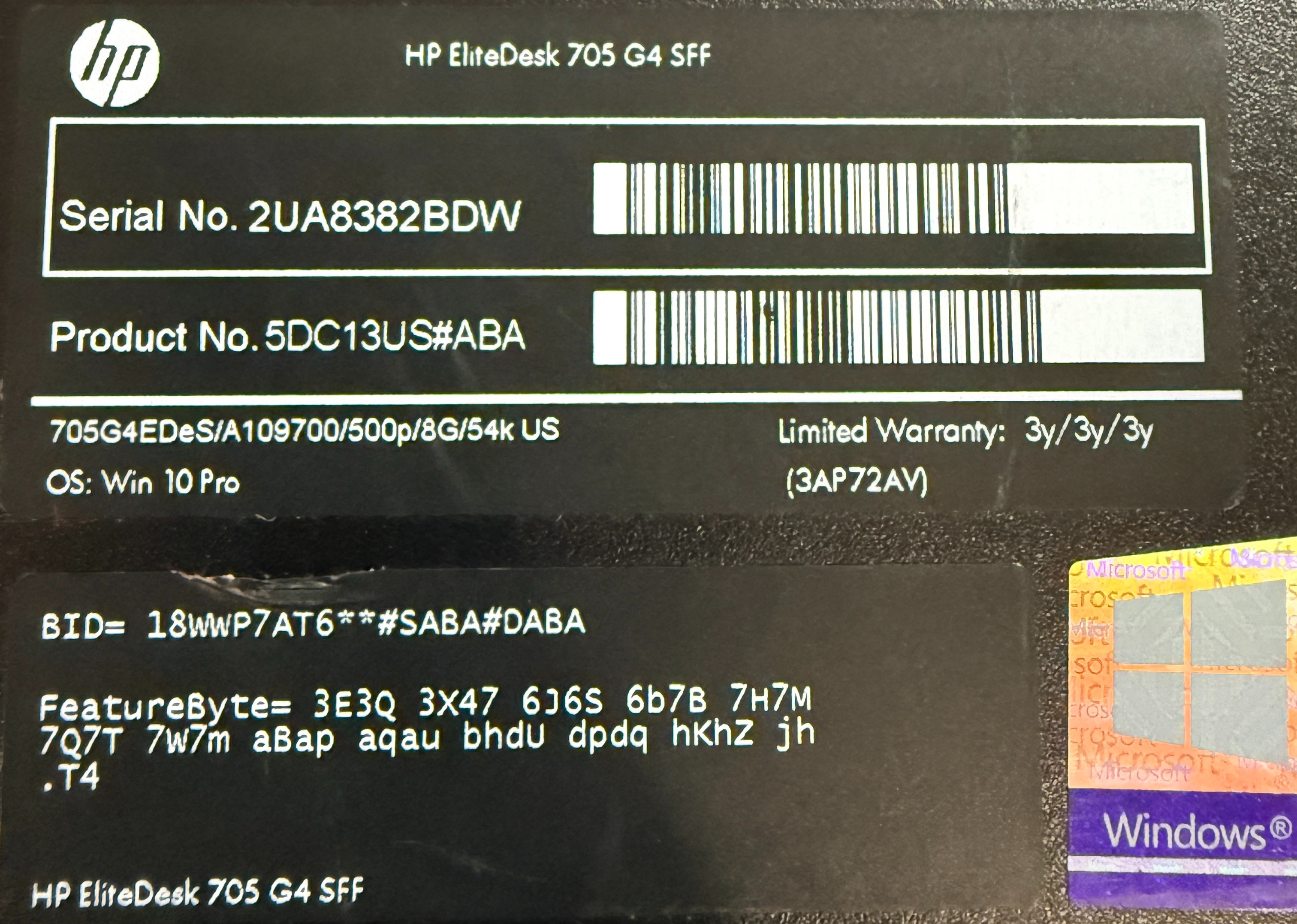 HP EliteDesk 705 G4 480gb SSD